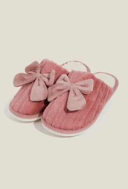 Faux Fur Box Decor Slippers - Mauve/Ivory