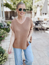 Sierra Crochet Doman Knit Top - Camel/Pink