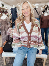 Autumn Mosaic Chunky Knit V Neck Button Down Cardigan - Multi