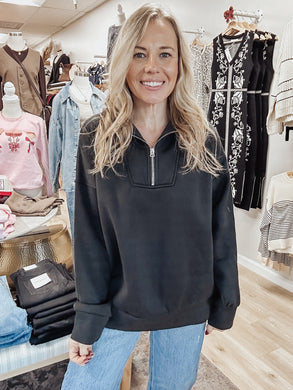 Coffee Run Quarter Zip Sweatshirt BLACK FRIDAY STEAL - FINAL SALE - Black