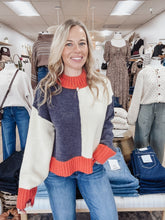 Sunset Color Block Sweater Top - Banana/Navy