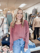 Sutton Crew Neck Pullover with Middle Seam Detail - Heather Wisteria