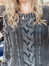 Retro Tide Cable Knit Pullover Sweater - Charcoal
