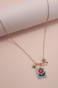 Flower Tile Charm Necklace