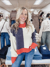 Sunset Color Block Sweater Top - Banana/Navy