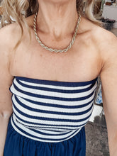 FINAL SALE Coastal Stripe Strapless Dress - Navy