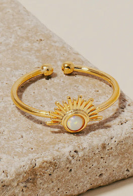 Gold Dipped Sunshine Opal Stud Open Band Ring - Gold