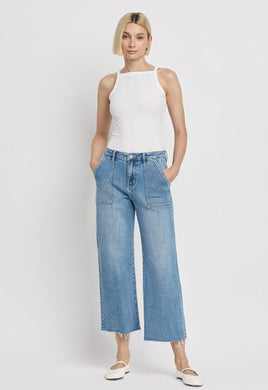 Carpenter High Rise Crop Wide Denim Jeans