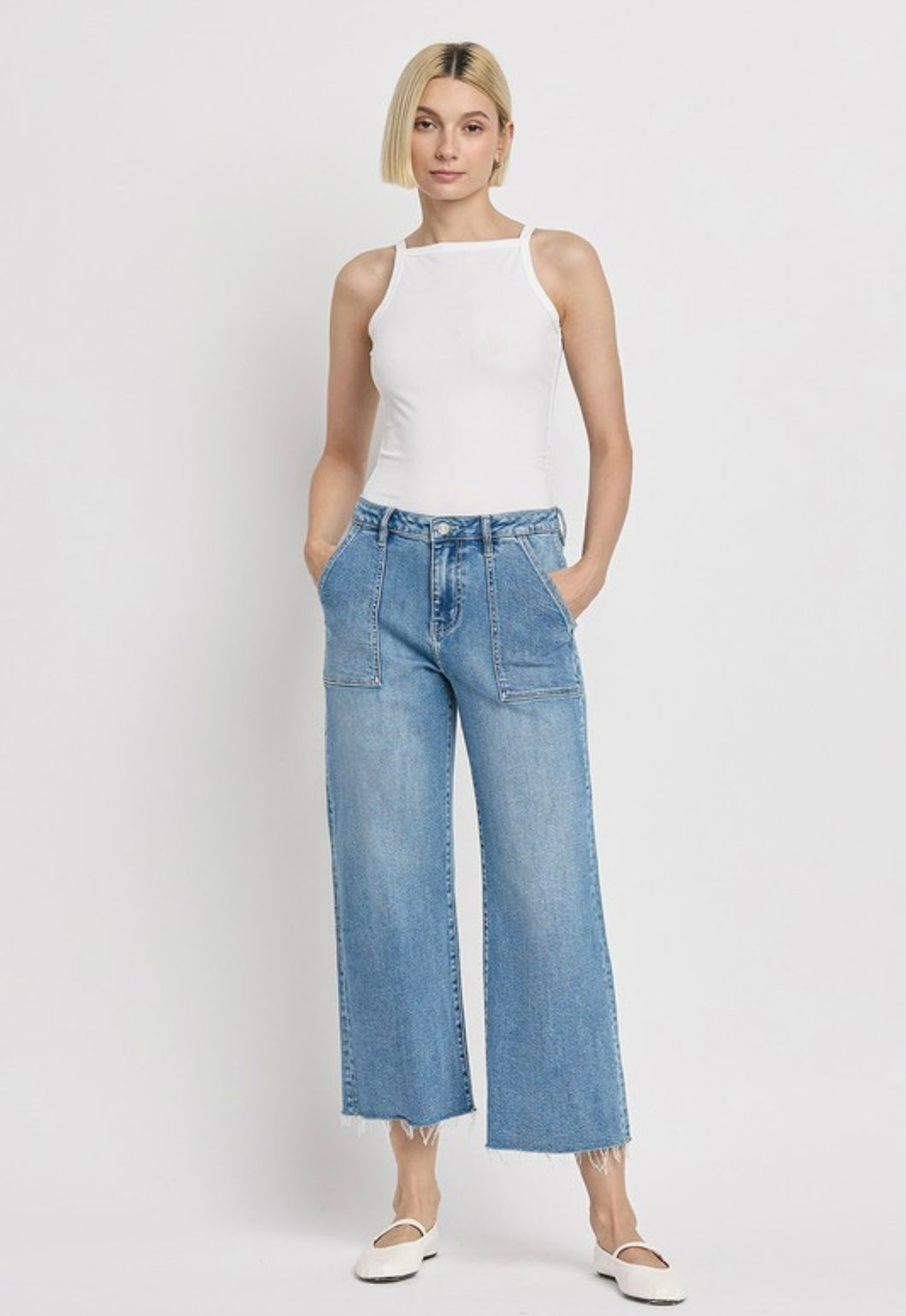 Carpenter High Rise Crop Wide Denim Jeans