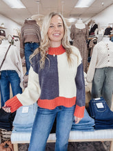 Sunset Color Block Sweater Top - Banana/Navy