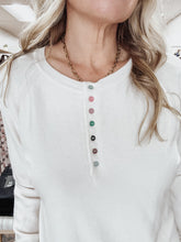 Willow Long Sleeve with Colorful Buttons Henley - Oatmeal