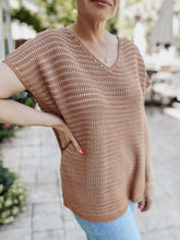 Sierra Crochet Doman Knit Top - Camel/Pink