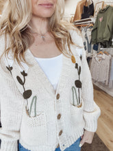 Meadowloom Floral Embroidery V Neck Button Down Knit Cardigan