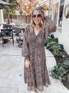 She's So Lovey Tiered Floral Long Sleeve Dress