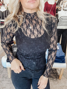 Midnight Muse Lace Top - Black