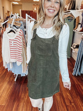 Corduroy Overall Dress - Olive