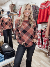 Autumn Check Jacquard Crew Neck Pullover Sweater