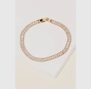 Baguette Rhinestone Tennis Bracelet - Gold