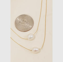Double Pearl Bead Pendant Necklace