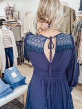 Midnight Riviera Lace Panel V Neck Maxi Dress - Midnight