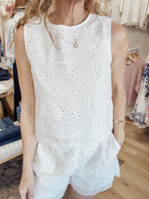 Seabreeze Eyelet Fabric Scalloped Bottom Shorts - White