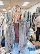 Ashton Washed Quilted Button Down Jacket - Charcoal