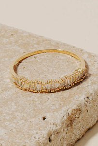 Metallic Baguette Pave Band Ring - Gold