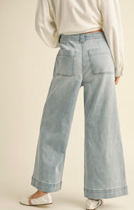 Marina Washed Wide Leg Denim With Front Tie