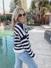 Effortless Style Navy & White Cable Knit Sweater