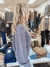 Honeyheart Multi Color Heart Pattern Cardigan Sweater - Navy