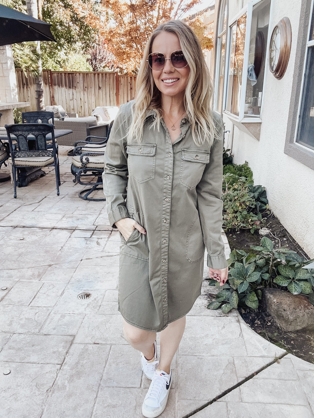 Leave Your Mark Dress - Washed Olive