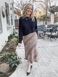 Wild Side Animal Print Midi Skirt