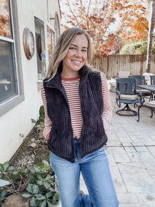 The Aubrey Stripe Knit Sweater - Rust