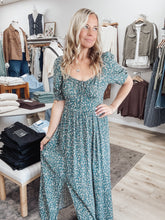 Meadow Song Floral Printed Maxi Dress - Teal