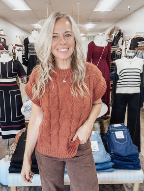 Autumn Orchard Cable Knit Sweater Vest - Pumpkin