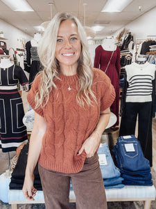 Autumn Orchard Cable Knit Sweater Vest - Pumpkin