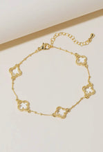 Clear Clover Chain Bracelet - Gold