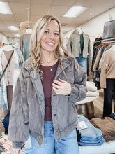 Ashton Washed Quilted Button Down Jacket - Charcoal