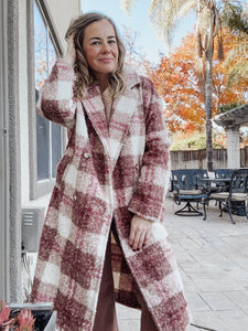 Rosy Plaid Long Jacket