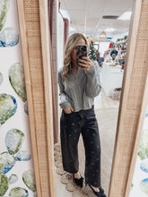 Heartline Heart Printed Denim Barrel Pants - Black