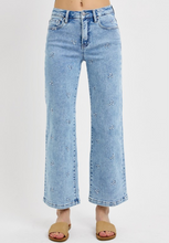 Hayden High Rise Wide Leg Embroidered Flower Denim Jeans