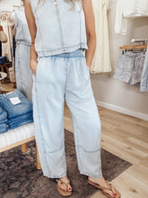 Blue Horizon Elastic Waist Washed Denim Pants