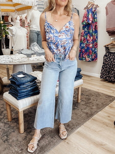 Wild Iris Silky Flower Print Cami Top