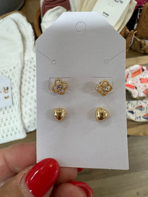Clover and Heart Stud Earring Pack