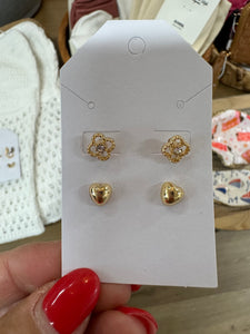 Clover and Heart Stud Earring Pack