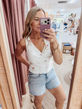 Sweet Meadow V Neck Lace Trim Pointelle Tank