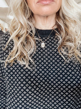 Astoria Mini Jacquard Crew Neck Knit Sweater - Black