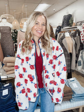 Rosewood Floral Sherpa Zip Up Jacket - Rose