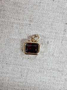 Red Garnet Rectangular Pendant Charm Bar