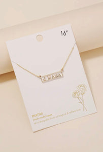 Heart Mama Print Pendant Necklace - White